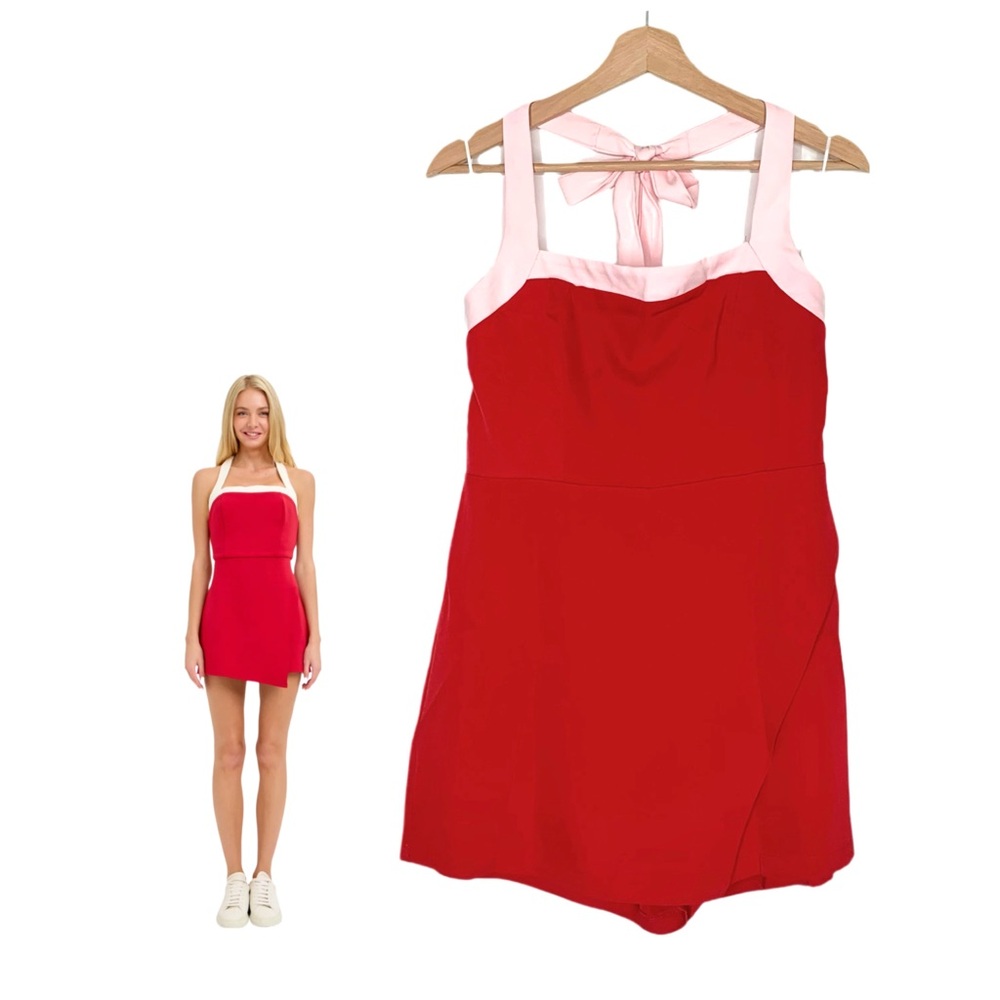 Hello Molly Be My Lover Mini Skirted Romper Size 6 Red and Pink NWT